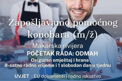 HITNO zapošljavamo pomoćnog konobara – Makarska rivijera