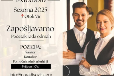 Paradiso Vir – Bistro & Apartments, Otok Vir - Šanker, Konobar, Pomoćni radnik u kuhinji, Sezona 2025 HR Croatia